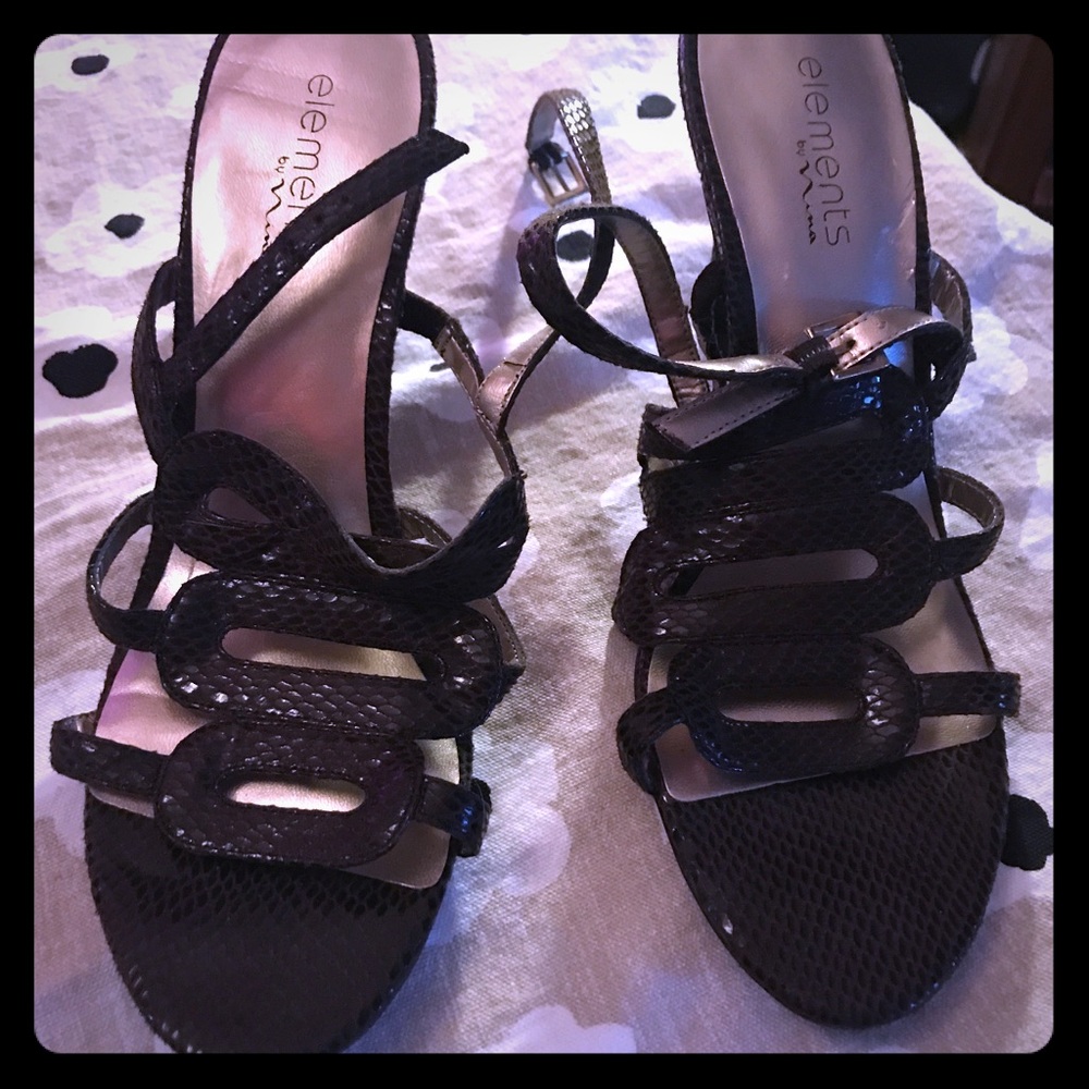 Strappy brown faux croc Nina shoes